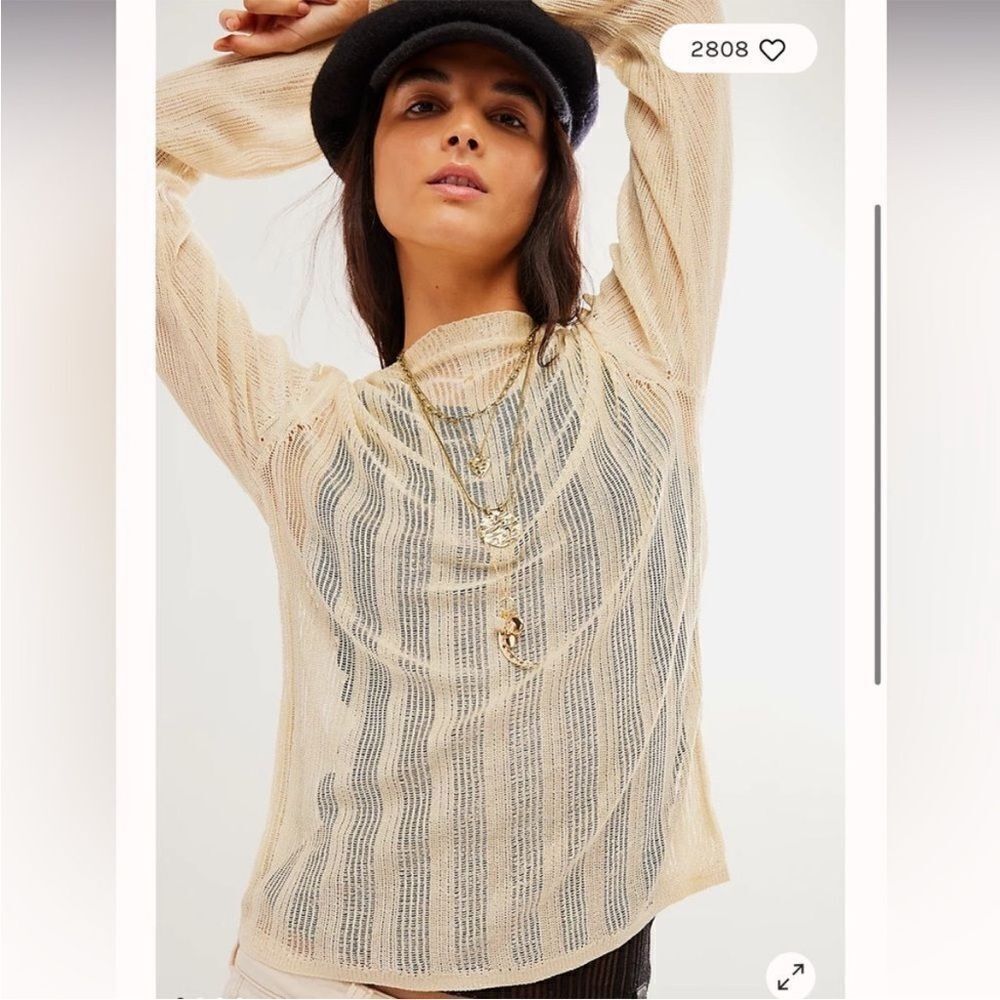 Free People Nicolette Sweater Cream Sheer NWT 👠